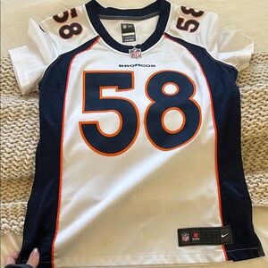 Nike White and Navy Broncos Jersey